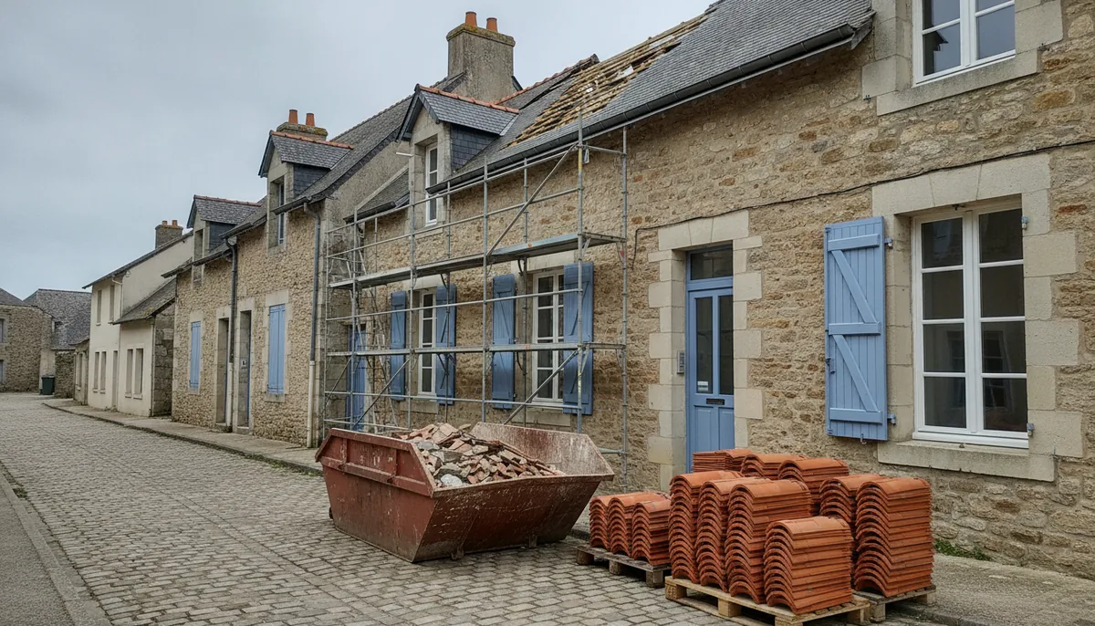 Chantier de réfection de toiture en cours à La Teste-de-Buch